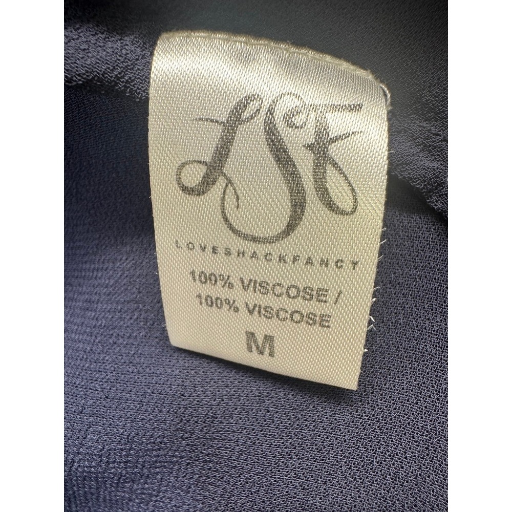 LoveShackFancy Dress Womens M Navy Blue Pre-Owned Ruffle Lace Hem Mini Dress - Picture 6 of 12